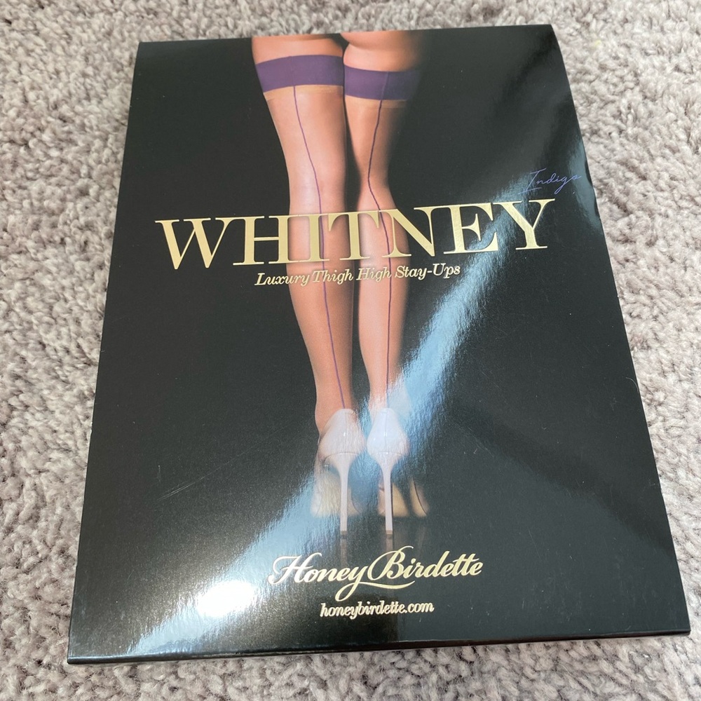 Honey Birdette Whitney Indigo Purple Luxury Thigh High Stay-Ups